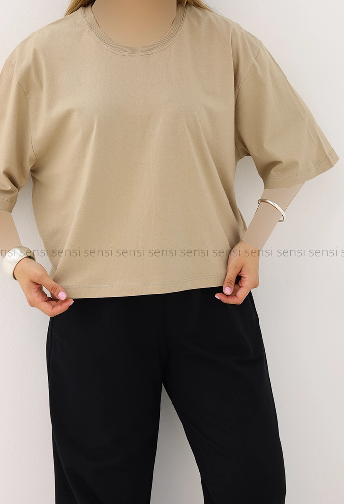 تیشرت کراپ زنانه باکسی کد1005980